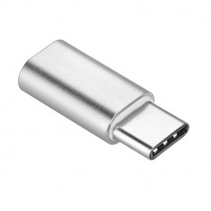 Adaptor incarcare &amp;amp; date OEM, Micro USB (mama) -&amp;gt; USB Type-C (tata), Argintiu foto