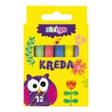 Creta colorata subtire pentru asfalt si tabla, 12 bucati set, Strigo