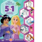 Disney. Printese. 5 in 1. Coloram printesele. Peste 60 de autocolante!