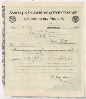bnk div ASIT - chitanta cotizatie - 1942 foto