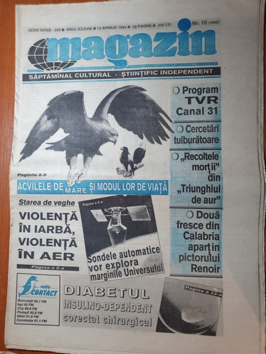 ziarul magazin 13 aprilie 1995-art despre brancus,joan kennedy si david bowie
