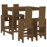Set mobilier bar de gradina, 5 piese, maro miere lemn masiv pin