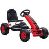 AIYAPLAY Go-kart pentru copii +3 ani cu scaun reglabil volan fr&acirc;nă de m&acirc;nă cadru din aluminiu și oțel sarcină 30 kg Roșu | Aosom Romania