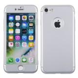 Cumpara ieftin Husa protectie pentru iPhone 7, Argintiu, Fullbody fata-spate cu folie de sticla gratis, MyStyle