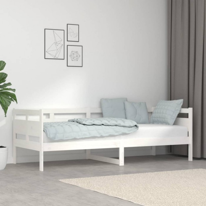 Gossi pat de zi, alb, 80x200 cm, lemn masiv de pin