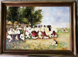 Tablou Hora semnat Cimpoesu dupa T Aman ., Peisaje, Ulei, Realism