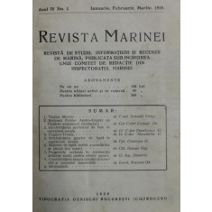 REVISTA MARINEI - REVISTA DE STUDII , INFORMATIUNI SI RECENZII DE MARINA, ANUL IV , INTEGRAL , COLEGAT DE 4 NUMERE , APARE TRIMESTRIAL , IANUARIE -