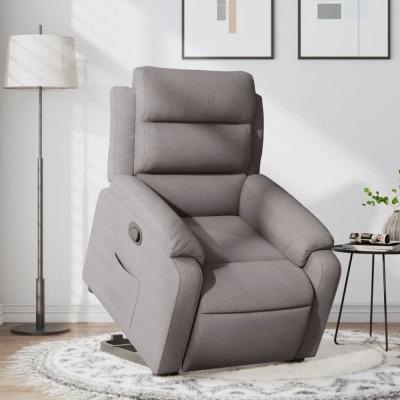 vidaXL Fotoliu rabatabil cu ridicare pe verticală, gri taupe, textil 3204988 foto