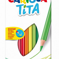 Creioane Colorate Carioca Tita, Hexagonale, Flexibile, 12 Culori/cutie