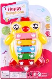 Cumpara ieftin Xilofon cu 5 note muzicale pentru copii, jucarie interactiva cu animalut, betisor inclus, 17x14 cm - Multicolor