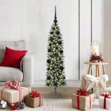 vidaXL Copac Artificial Slăb de Crăciun cu 150 LED Verde și alb 120 cm 3395270