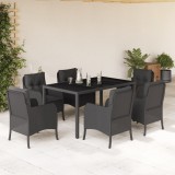 VidaXL Set mobilier de grădină cu perne, 7 piese, negru, poliratan 3211851