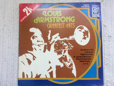 louis armstrong greatest hits dublu disc vinyl 2lp muzica jazz delta germany VG+ foto
