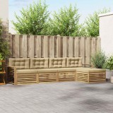 vidaXL Set de canapele de exterior cu pernă 5 pcs Alb și Bej Poliester 3390338