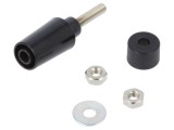 Soclu banană 4mm 32A neagră pe panou 45mm alamă