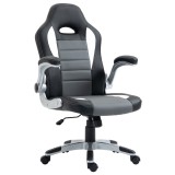 HOMCOM Scaun de Oficiu Reglabil Scaun de Despachet Cu Brațe Rabatabile 5 Roți Suport 120 kg 65x69x112-122 cm Gri | Aosom Romania