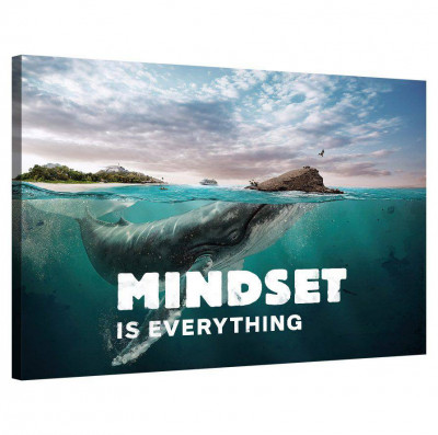 Tablou Canvas, Tablofy, Mindset is everything (Whale), Printat Digital, 50 &amp;times; 40 cm foto