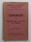 CORPUL I DE ARMATA , MANEVRELE REGALE 1903 -CONFERINTA ASUPRA PRINCIPIILOR DUPA CARE SE CONDUCE RESBOIUL , APARUTA 1903