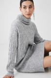 Medicine rochie din amestec de lana culoarea gri, midi, dreaptă