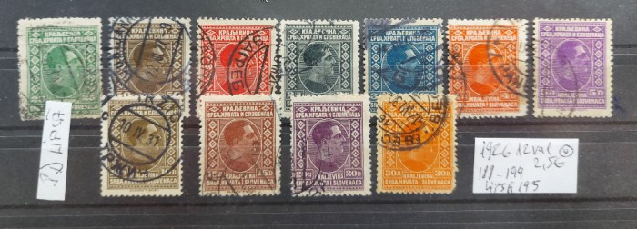 TS21 - Timbre serie Slovenia 1926 incomplet, lipsa val 8D - Mi 188-199