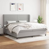 Cumpara ieftin Pat box spring cu saltea, gri deschis, 200x200 cm, textil