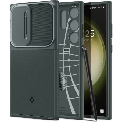 Husa Spigen Optik Armor pentru Samsung Galaxy S23 Ultra Verde inchis foto