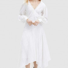 AllSaints rochie din bumbac AVIANA BRODERIE DRES culoarea alb, maxi, evazati, WD579Z