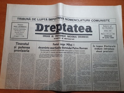 dreptatea 18 aprilie 1990-&amp;quot;fostul rege mihai I dezminte asertiunile dl petre r.&amp;quot; foto