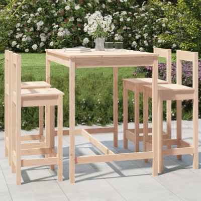 vidaXL Set mobilier de bar pentru grădină, 5 piese, lemn masiv de pin foto