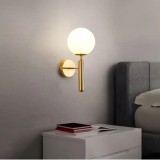 Aplica Perete Aurie cu Glob Alb E14, Max 60W, 230V, 35cm - Aplica de Interior Moderna
