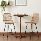 vidaXL Scaun de bar 2 pcs natural 44 x 54 x 96 cm Rattan și oțel 42033208