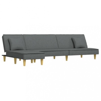 Canapea extensibila in forma de L gri 255x140x70 cm textil foto