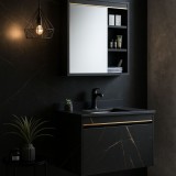 Set Mobilier pentru Baie 80x50cm 2 Piese Negru ModernLight Concept
