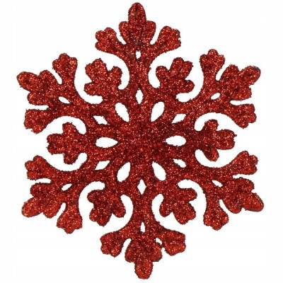 Decoratiune brad fulg de zapada, set 8 bucati, 8cm, rosu foto