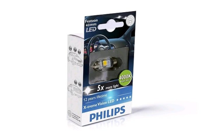 Bec Led C5W 12V 1W / 4000K ( Lumina Alba. 43 Mm ). X-Treme Vision Philips Bec Led C5W 12V 1W / 4000K ( Lumina Alba. 43 Mm ). X-Treme Vision Philips