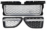 Ansamblu Grila Centrala si Grile Laterale compatibil cu Land Range Rover Sport L320 (2005-2008) Autobiography Look Negru Argintiu RRFGA01BS