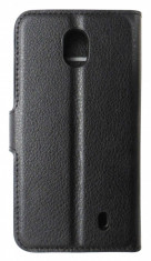 Husa tip carte cu stand neagra (Litchi Grain) pentru Nokia 1 foto
