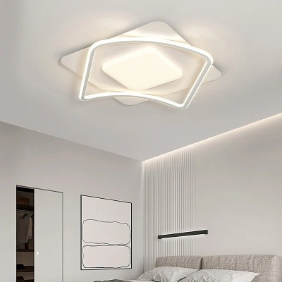 Lustra LED cu telecomanda MODERNO 106W, 2 Patrate, lumina Rece/Calda/Neutra, Dimabila, Alb foto