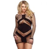 LEG AVENUE - LONG SEEVED MINIDRESS BLACK PLUS SIZE 1X/2X, LEG AVENUE DRESSES
