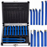 Set cutite strung instrument dalti strunjire 10x10 11piese cu valiza (S10882), Silver
