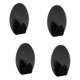 Set 4 cuiere de baie autoadezive, pentru organizare practica si moderna in baie, 3.5x5 cm, Negru