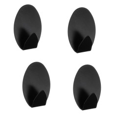 Set 4 cuiere de baie autoadezive, pentru organizare practica si moderna in baie, 3.5x5 cm, Negru