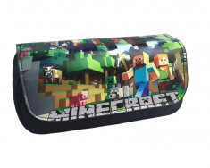 Penar scoala Minecraft , Steve , cu fermoar , 23 cm + BRATARA CADOU !! foto