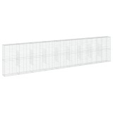 Cumpara ieftin Cos gabion cu capac, argintiu, 900x50x200 cm, fier galvanizat