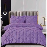 Lenjerie pat dublu cu pliuri,cearceaf cu elastic,bumbac finet,6 piese,mov-A765