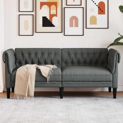 vidaXL Canapea Chesterfield Gri &amp;icirc;nchis 182.5 x 74.5 x 74.5 cm țesătură 42013008 foto