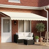 vidaXL Cort electric retractabil 4x3m Crem, Marchiza exterioara cu panou solar si telecomanda