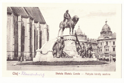 3430 - CLUJ, Statue, Market, Romania - old postcard - unused - 1926 foto