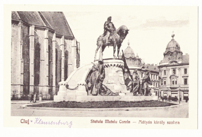 3430 - CLUJ, Statue, Market, Romania - old postcard - unused - 1926