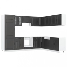 Set dulap de bucatarie 14 piese &amp;bdquo;Kalmar&amp;rdquo; lemn negru prelucrat foto